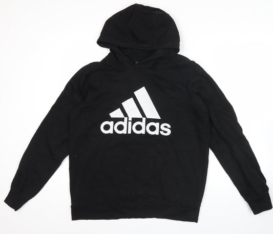 Adidas Men’s Black Pullover Hoodie L Sport Essentials Logo Jersey