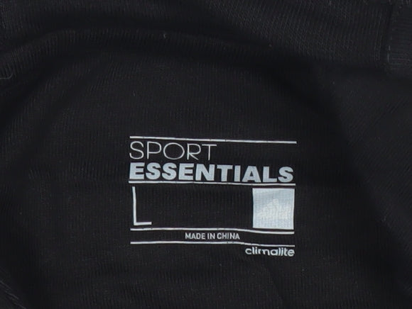 Adidas Men’s Black Pullover Hoodie L Sport Essentials Logo Jersey