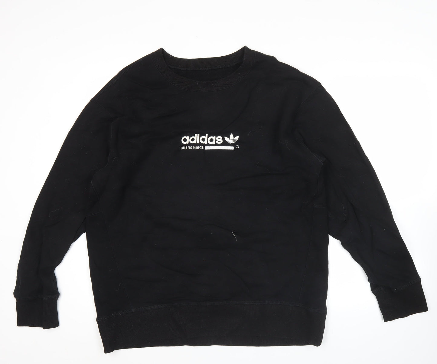 adidas Men's Black L Pullover Sweatshirt Crew Neck Logo Sports Fleece