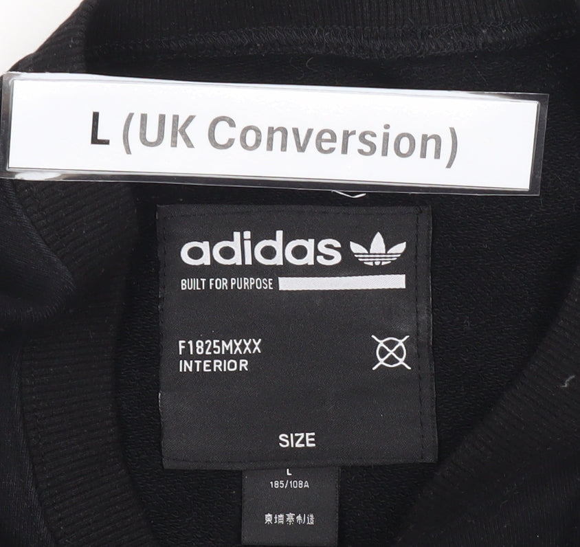 adidas Men's Black L Pullover Sweatshirt Crew Neck Logo Sports Fleece