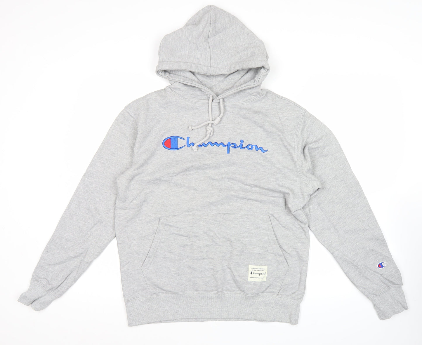 Champion Men's Grey Pullover Hoodie Large Logo Fleece Sportswear