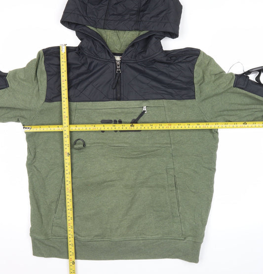 Fila Men's Green Pullover Hoodie M Logo 1/4 Zip Jersey Autumn Winter