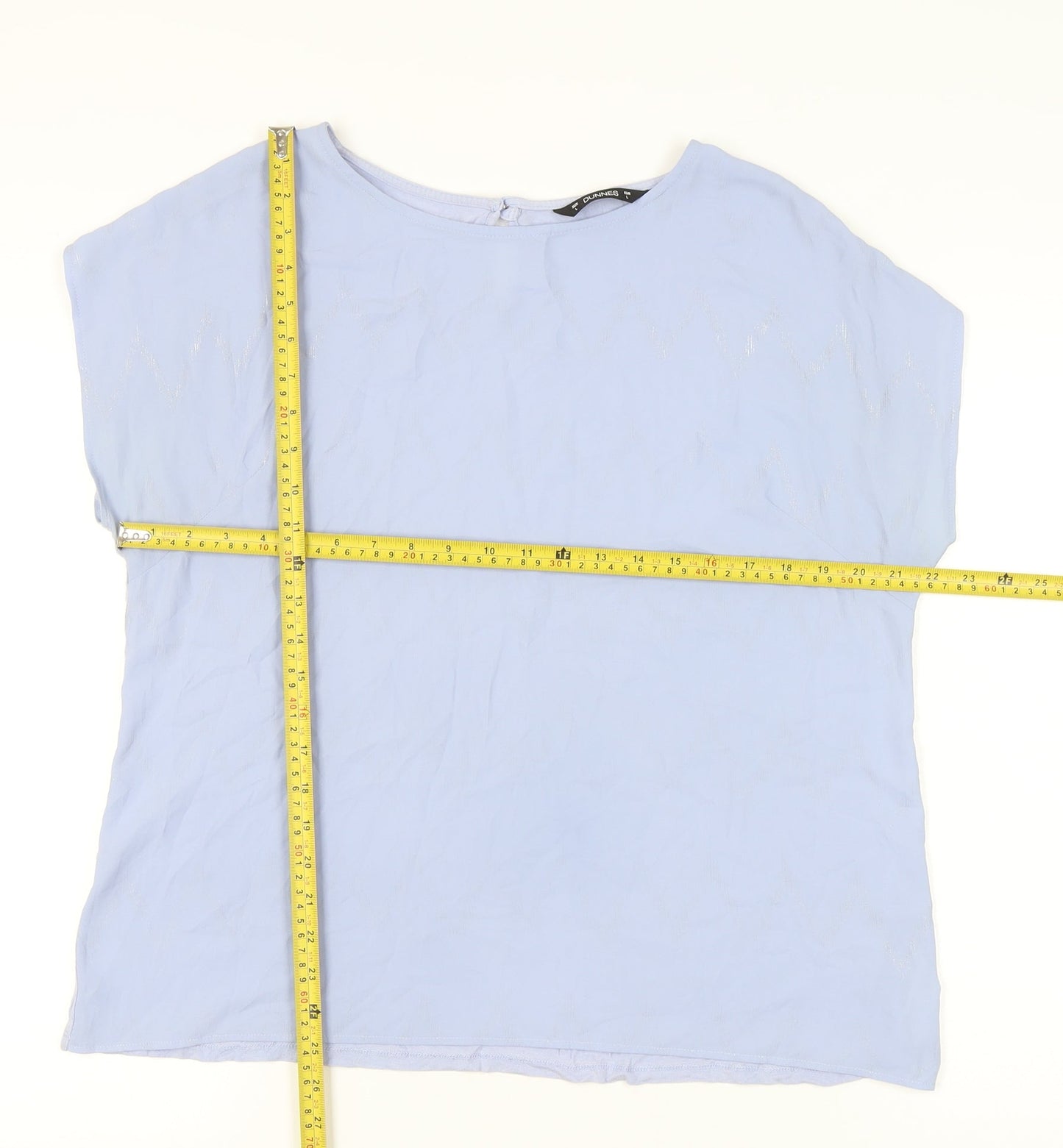 Dunnes Women’s Blue Boat Neck Short Sleeve Blouse L Regular Fit