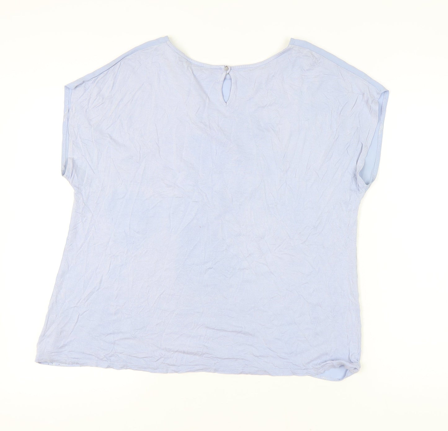 Dunnes Women’s Blue Boat Neck Short Sleeve Blouse L Regular Fit