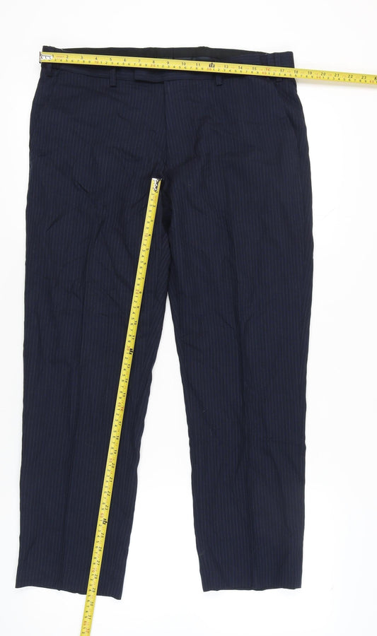 Marks and Spencer Women’s Blue Pinstripe Wool Blend Dress Pants 36R