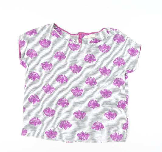 White Stuff Women's Multicoloured Cotton Blouse UK 10 Round Neck Cap Sleeve