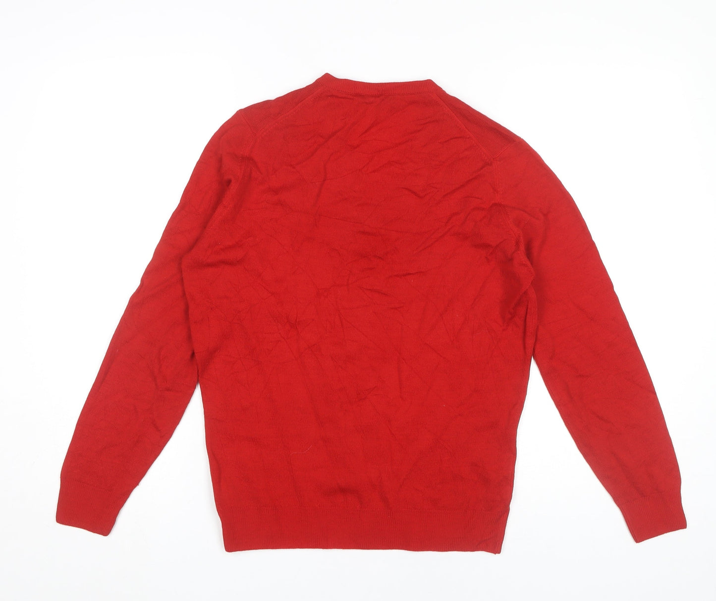Jaeger Women’s Red Wool V-Neck Long Sleeve Pullover Jumper Size 12