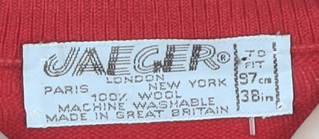 Jaeger Women’s Red Wool V-Neck Long Sleeve Pullover Jumper Size 12