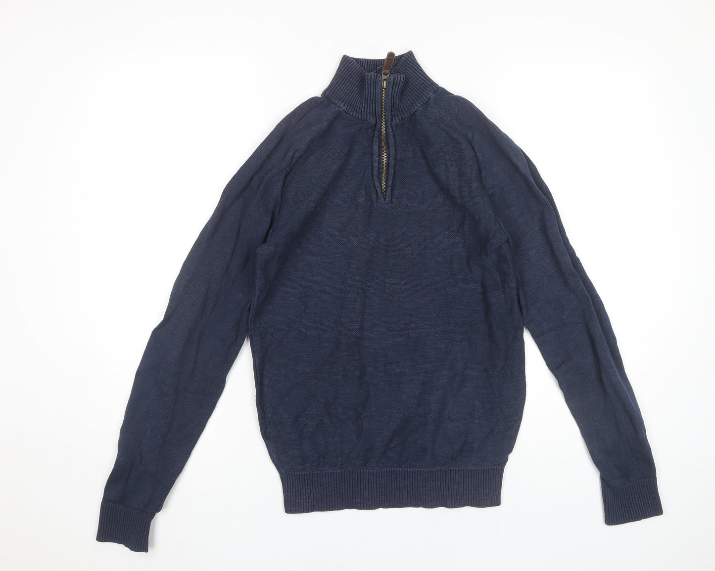 Mountain Warehouse Men’s Blue Cotton 1/4 Zip High Neck Jumper L
