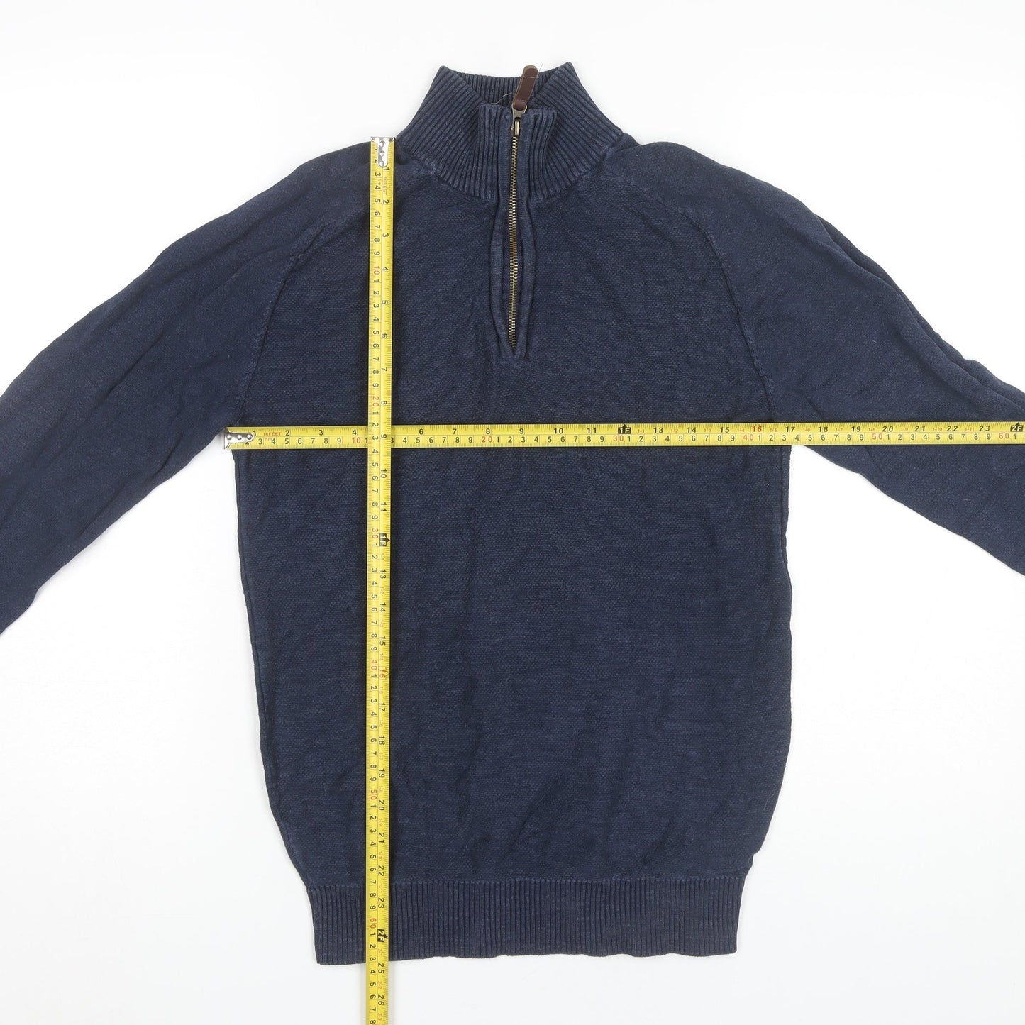 Mountain Warehouse Men’s Blue Cotton 1/4 Zip High Neck Jumper L