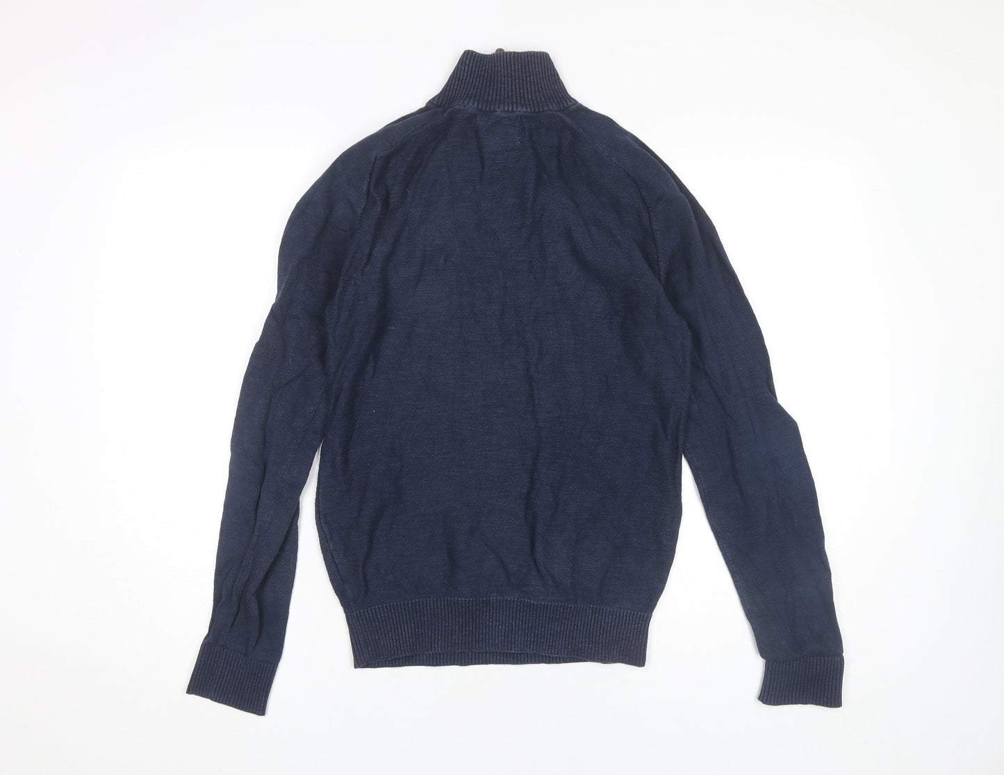 Mountain Warehouse Men’s Blue Cotton 1/4 Zip High Neck Jumper L