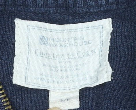 Mountain Warehouse Men’s Blue Cotton 1/4 Zip High Neck Jumper L