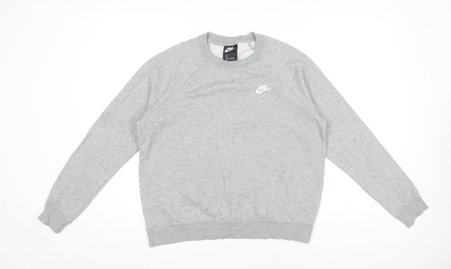 Nike Men’s Grey Pullover Sweatshirt Medium Crew Neck Jersey Logo
