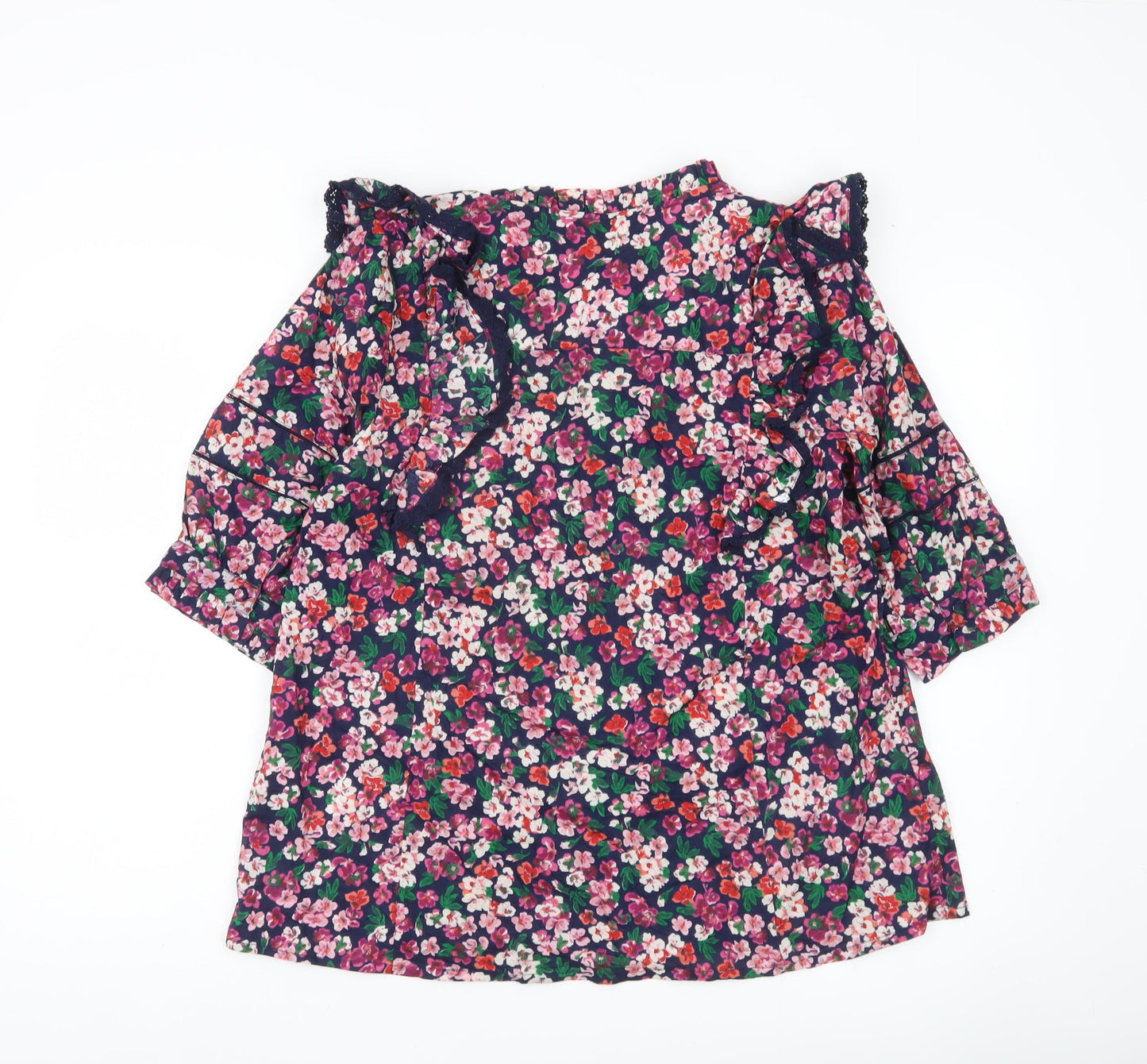 Joules Womens Multicoloured Floral Ruffle Blouse UK 12