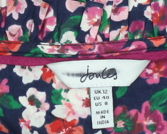 Joules Womens Multicoloured Floral Ruffle Blouse UK 12