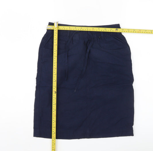 Marks and Spencer Women’s Blue Knee Length Linen Viscose Skirt Size 6