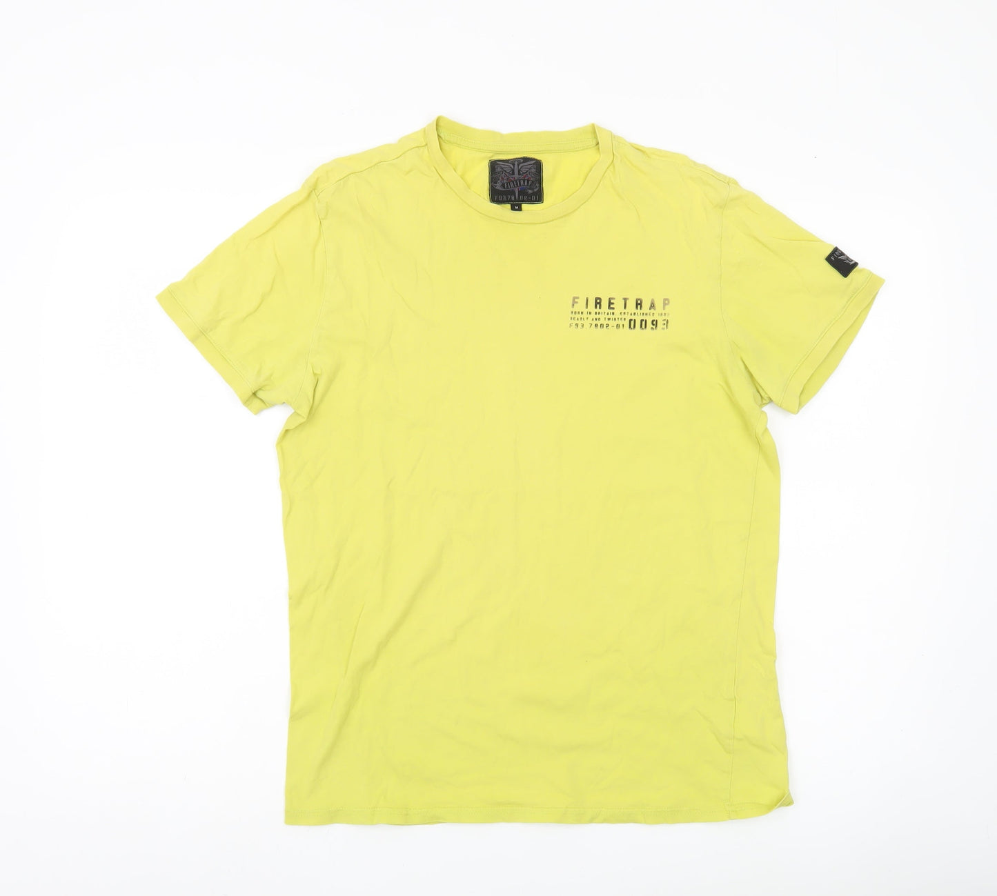 Firetrap Men's Yellow Cotton Crew Neck Short Sleeve T-Shirt Size M
