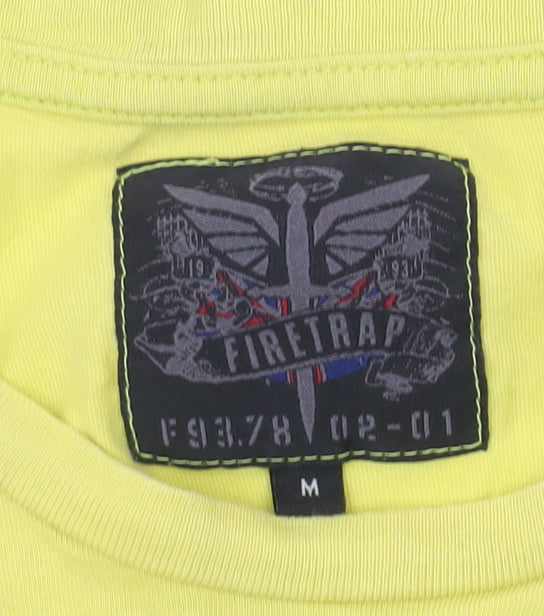 Firetrap Men's Yellow Cotton Crew Neck Short Sleeve T-Shirt Size M