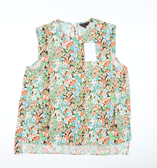 Ted Baker Womens Multicoloured Floral Sleeveless Blouse Size 10