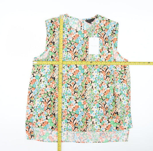 Ted Baker Womens Multicoloured Floral Sleeveless Blouse Size 10