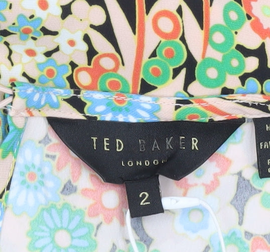Ted Baker Womens Multicoloured Floral Sleeveless Blouse Size 10