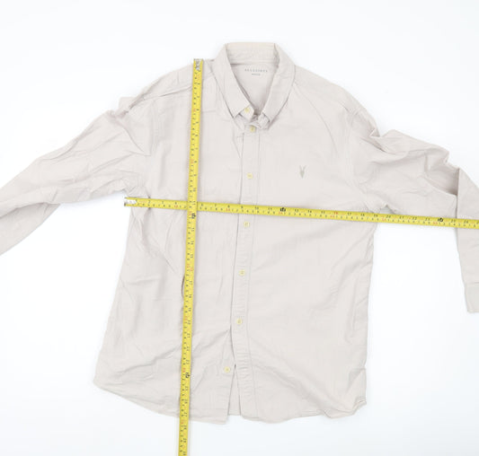 AllSaints Men’s Beige Medium Button-Up Long Sleeve Shirt