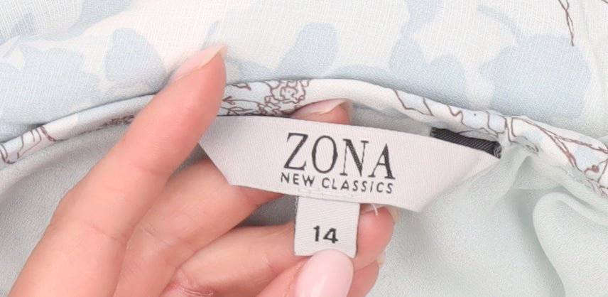 Zona New Classics Women’s Blue Floral A-Line Skirt Size 14 Knee Length