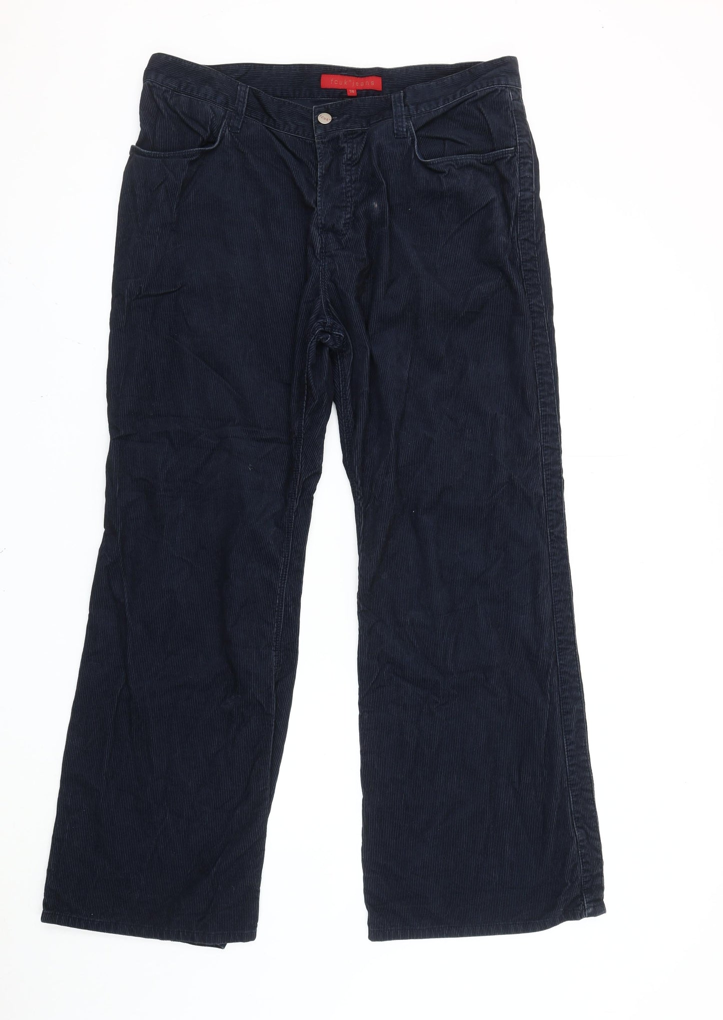 French Connection Men’s Blue Corduroy Trousers Size 36 Straight Leg