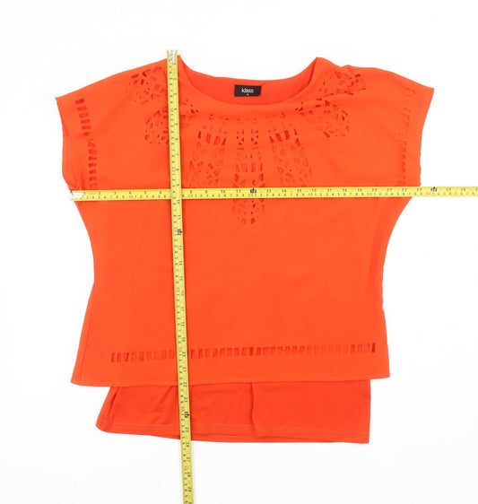 Womens UK Size 12 Klass Orange Polyester Blend Blouse