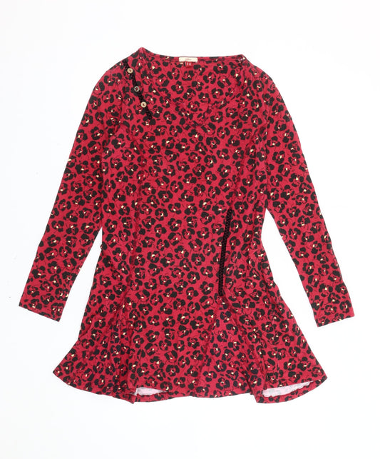 Joe Browns Womens Red Leopard Print Fit & Flare Dress Size 12