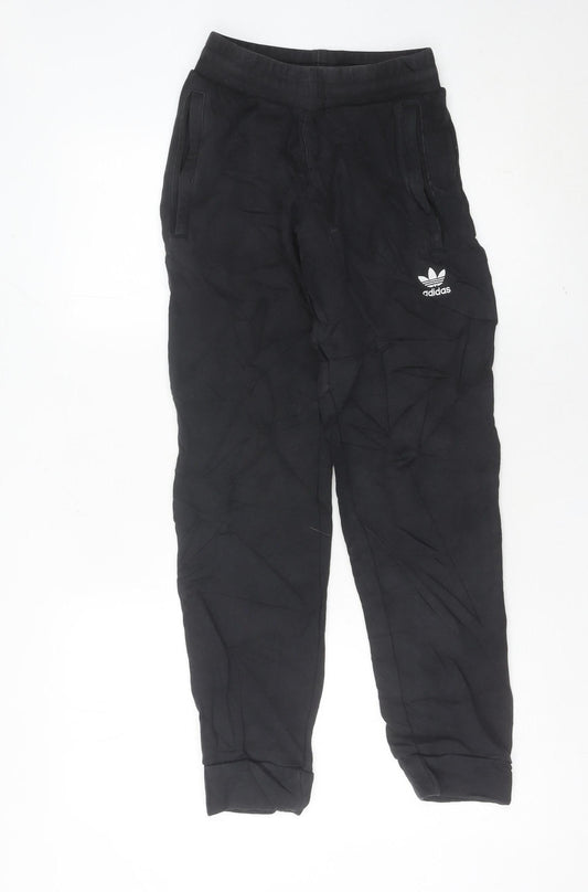 Adidas Womens XS Black Jogger Trousers Cotton Stretch
