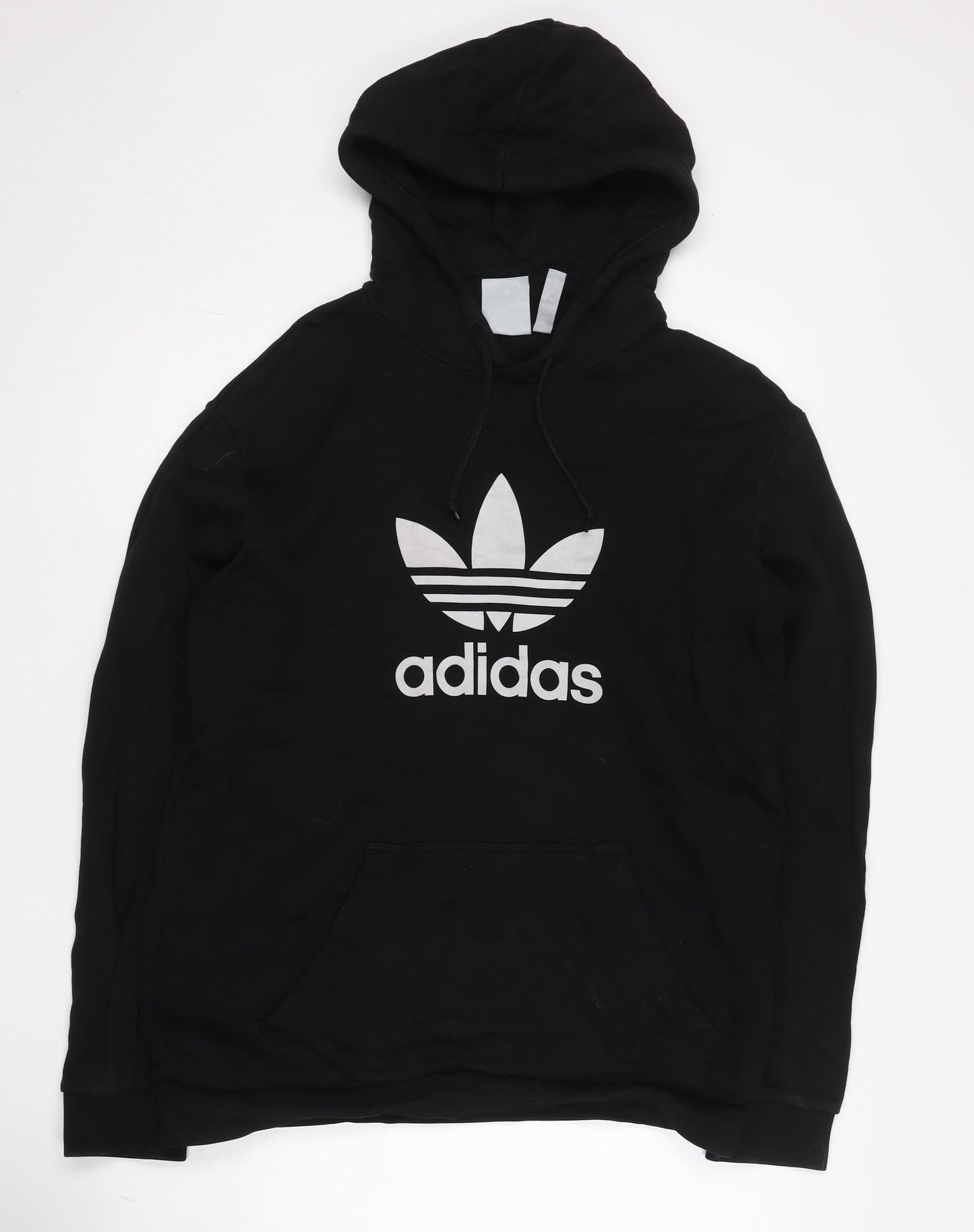 Adidas Men’s Black Hoodie Pullover L Graphic Logo Cotton Sportswear