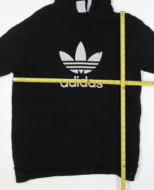 Adidas Men’s Black Hoodie Pullover L Graphic Logo Cotton Sportswear