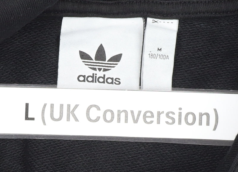 Adidas Men’s Black Hoodie Pullover L Graphic Logo Cotton Sportswear