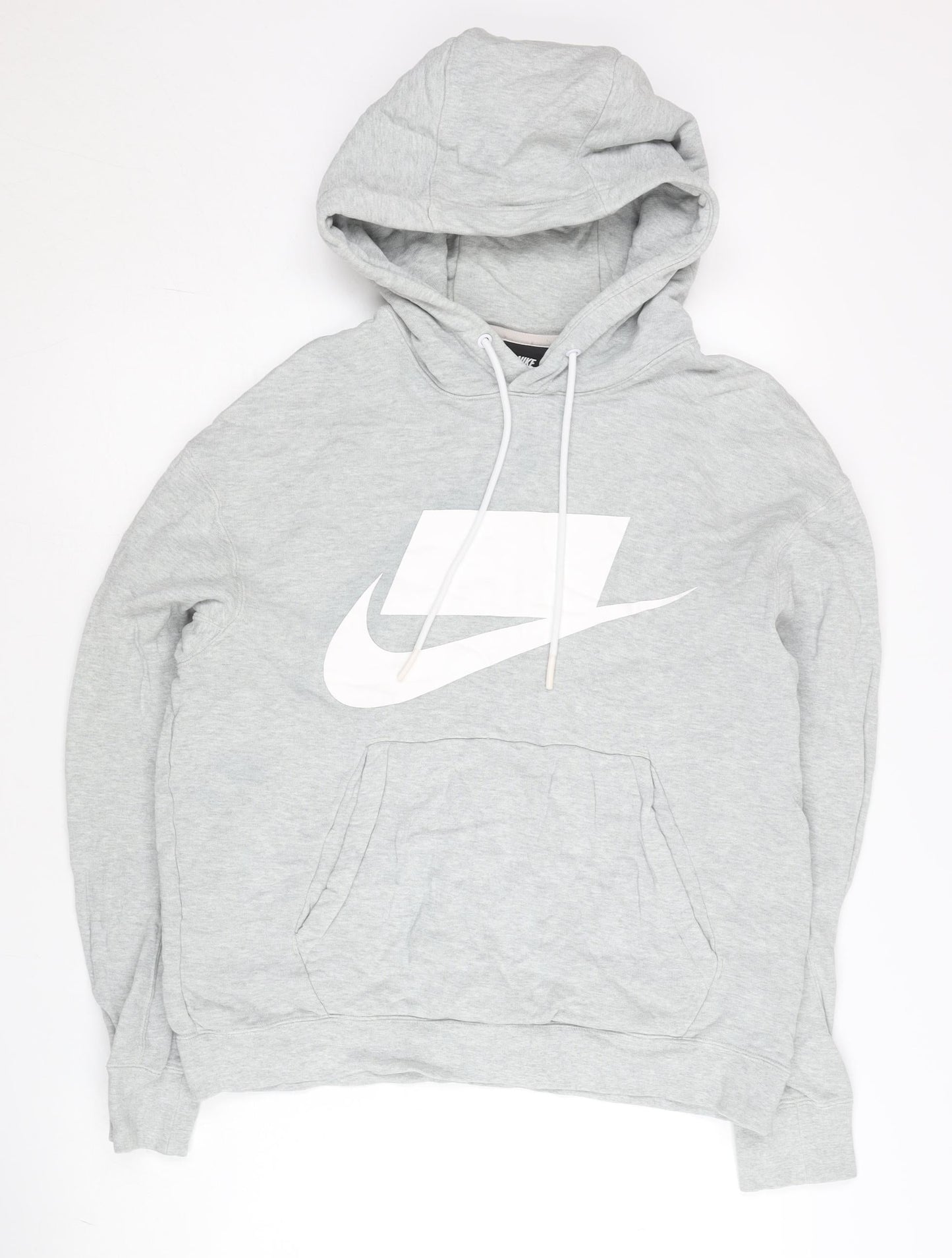 Nike Men’s Grey Pullover Hoodie S Logo Sportswear Cotton