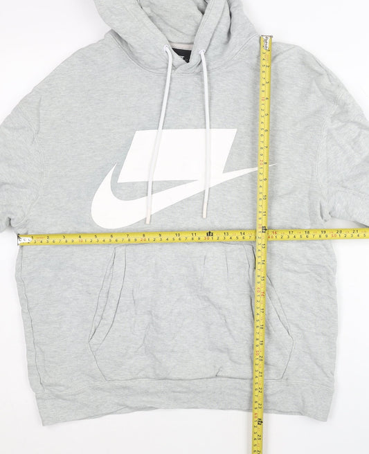 Nike Men’s Grey Pullover Hoodie S Logo Sportswear Cotton