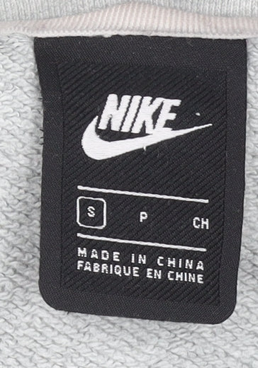 Nike Men’s Grey Pullover Hoodie S Logo Sportswear Cotton
