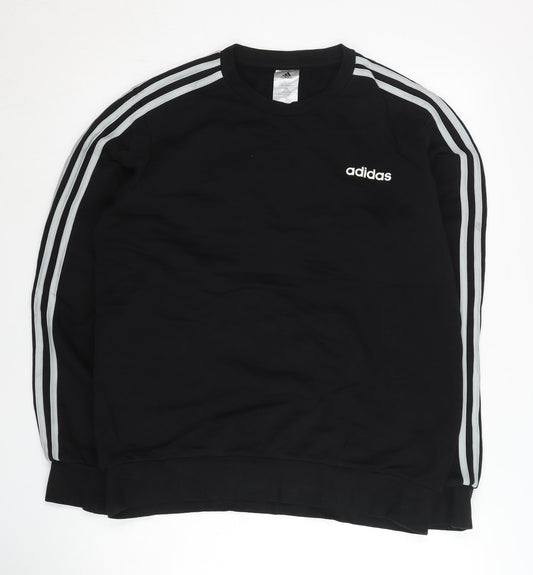 Adidas Mens Black L Sweatshirt Pullover Long Sleeve Crew Neck