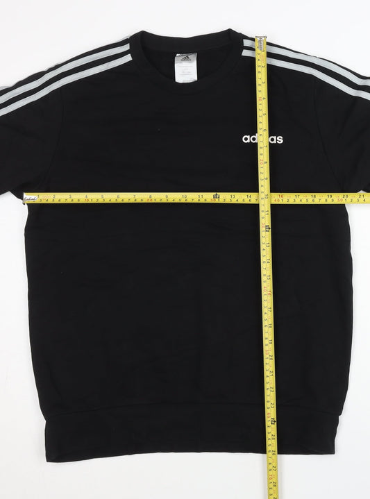 Adidas Mens Black L Sweatshirt Pullover Long Sleeve Crew Neck