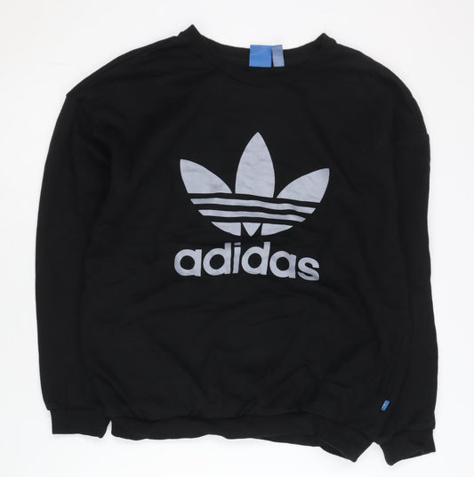 Additional front view of Adidas men’s black xs sweatshirt crew neck logo pullover