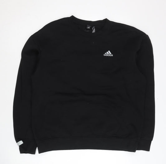 Additional front view of Adidas men’s black s pullover sweatshirt crew neck long sleeve