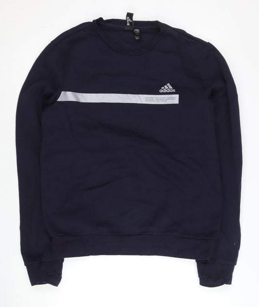 Adidas Men's Blue M Crew Neck Pullover Sweatshirt Logo Sportswear