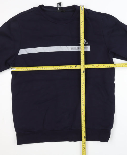 Adidas Men's Blue M Crew Neck Pullover Sweatshirt Logo Sportswear