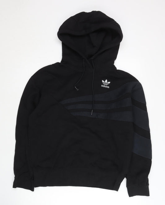 adidas Mens Black XS Pullover Hoodie Sports Logo Cotton Blend