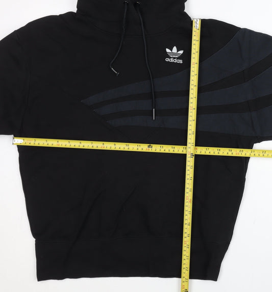 adidas Mens Black XS Pullover Hoodie Sports Logo Cotton Blend