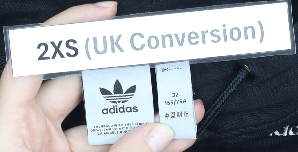 adidas Mens Black XS Pullover Hoodie Sports Logo Cotton Blend