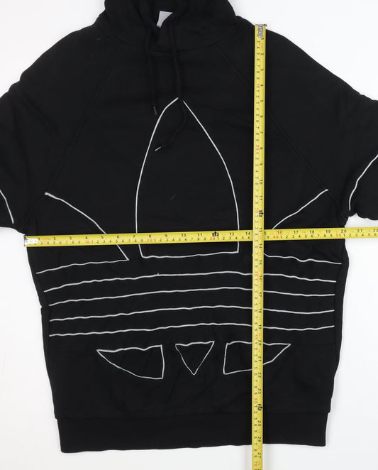 Adidas Mens Black Pullover Hoodie Size M Hooded Sweatshirt Logo