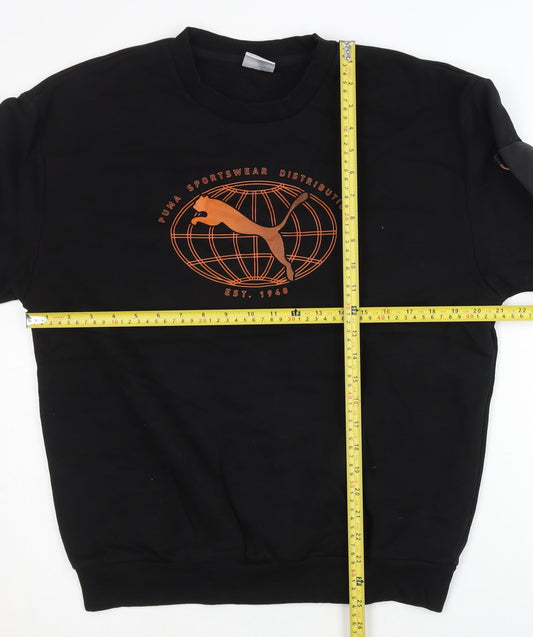 Puma Men's Black Small Pullover Sweatshirt Logo Crew Neck