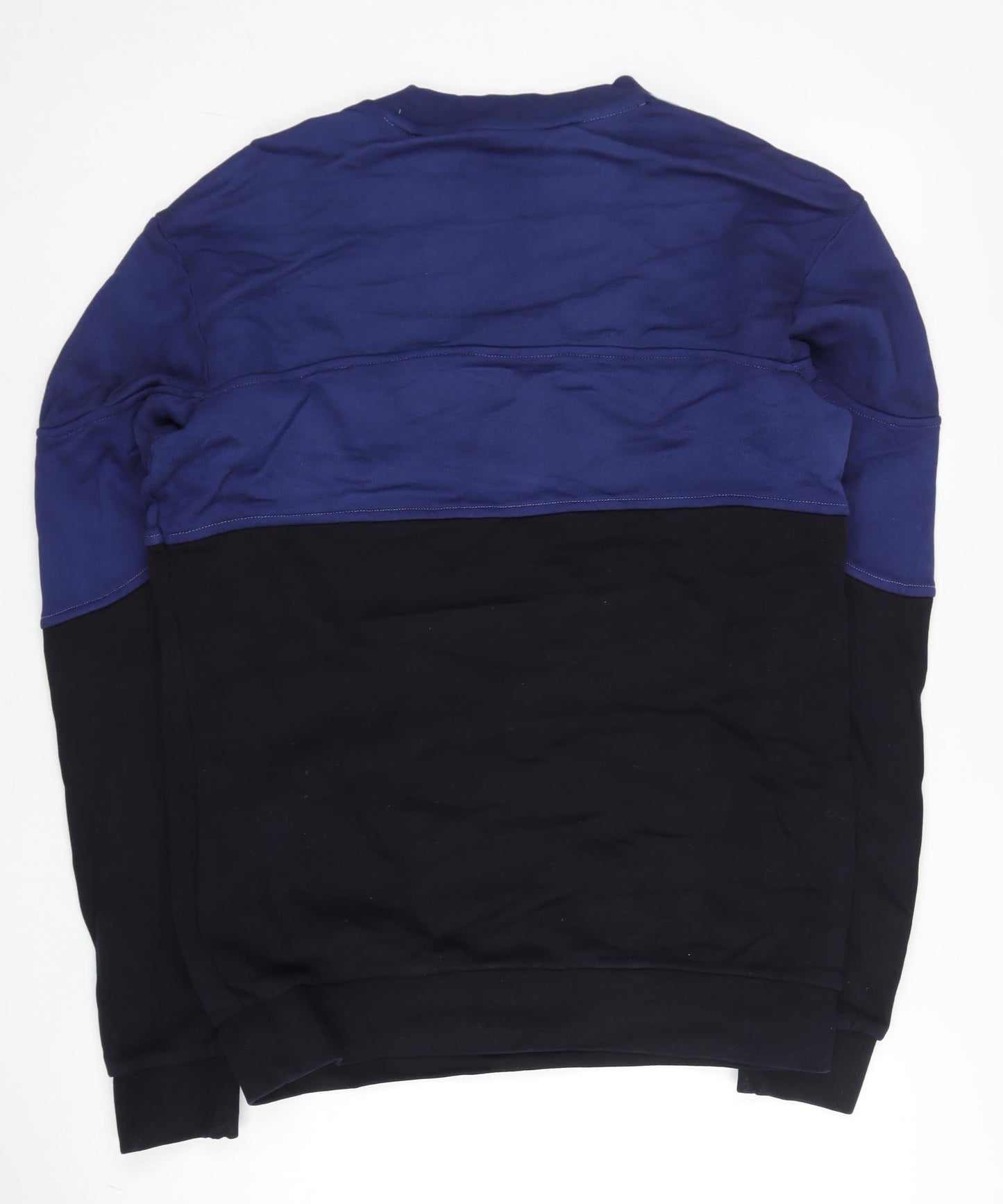 Adidas Mens Blue Black Pullover Sweatshirt Size M Crew Neck Sports