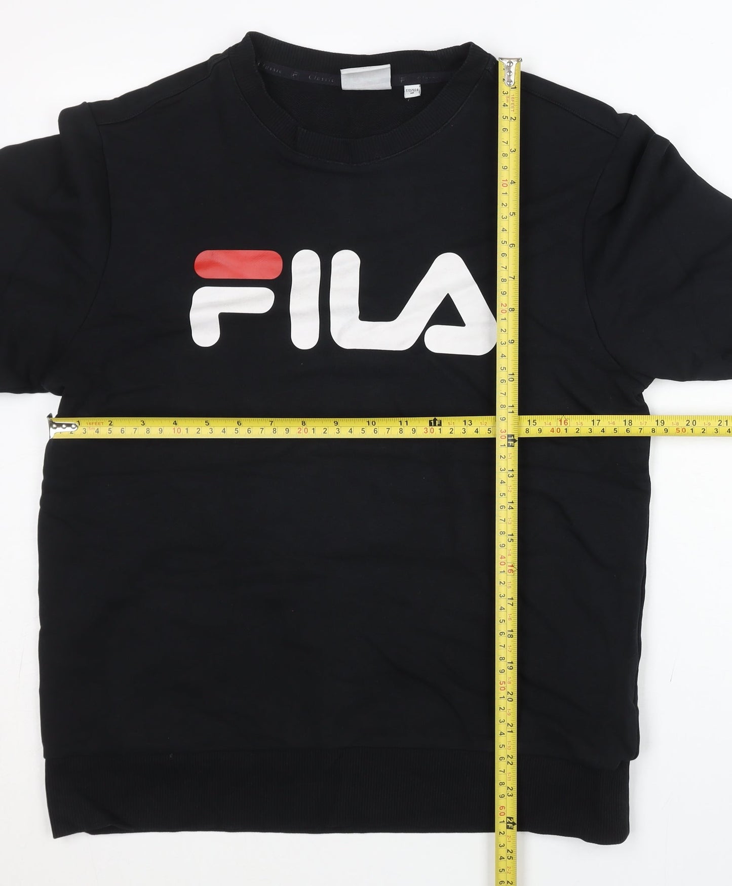 FILA Mens Black Sweatshirt S Regular Fit Logo Pullover Jumper
